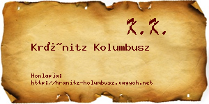 Kránitz Kolumbusz névjegykártya